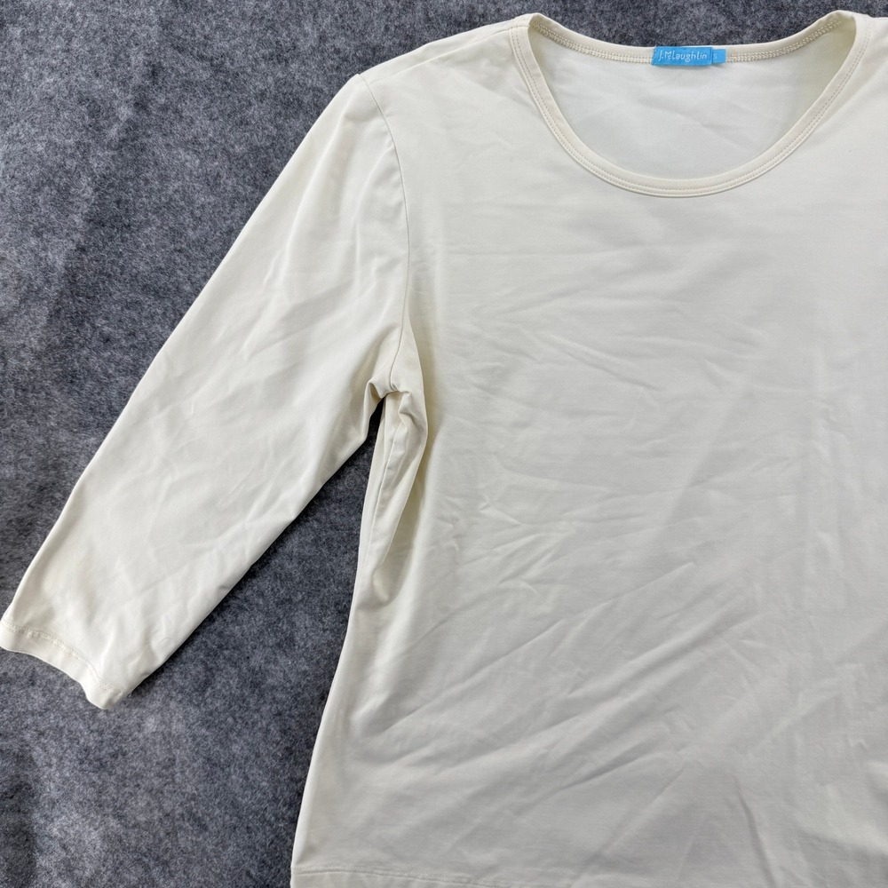 J.McLaughlin Top Women S Cream 3/4 Sleeve Scoop Neck Stretch Minimalist - Picture 3 of 12